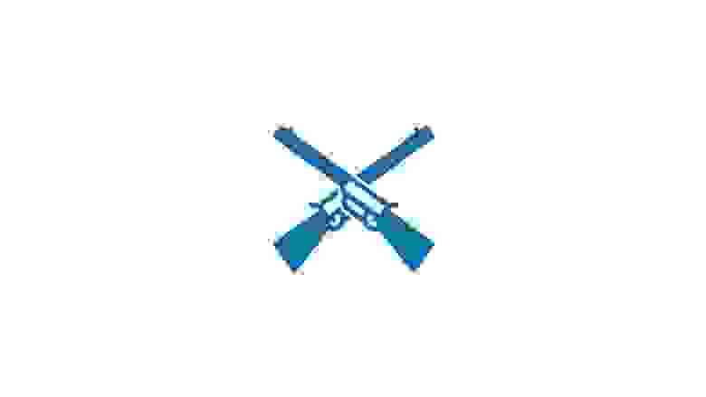 Blue Icon of a Rifle and Shotgun