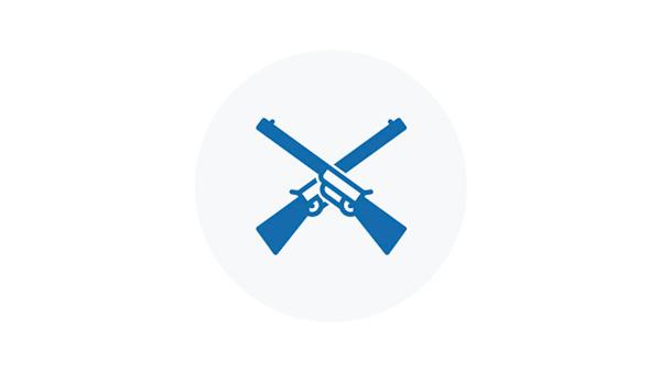 Blue Icon of a Rifle and Shotgun