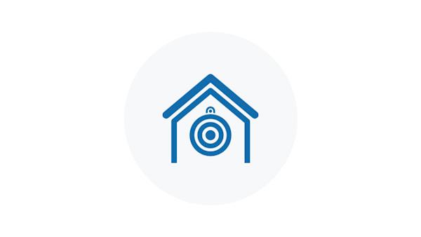 Blue Icon of a Home Air Rifle Range with Target